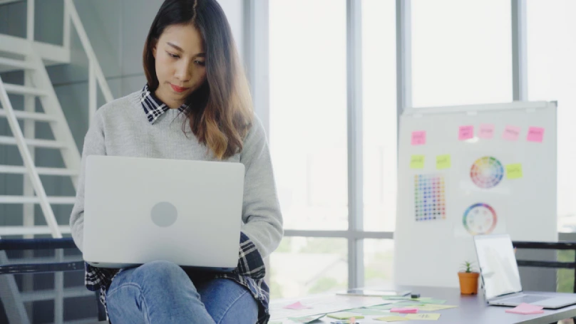 A person working on a laptop